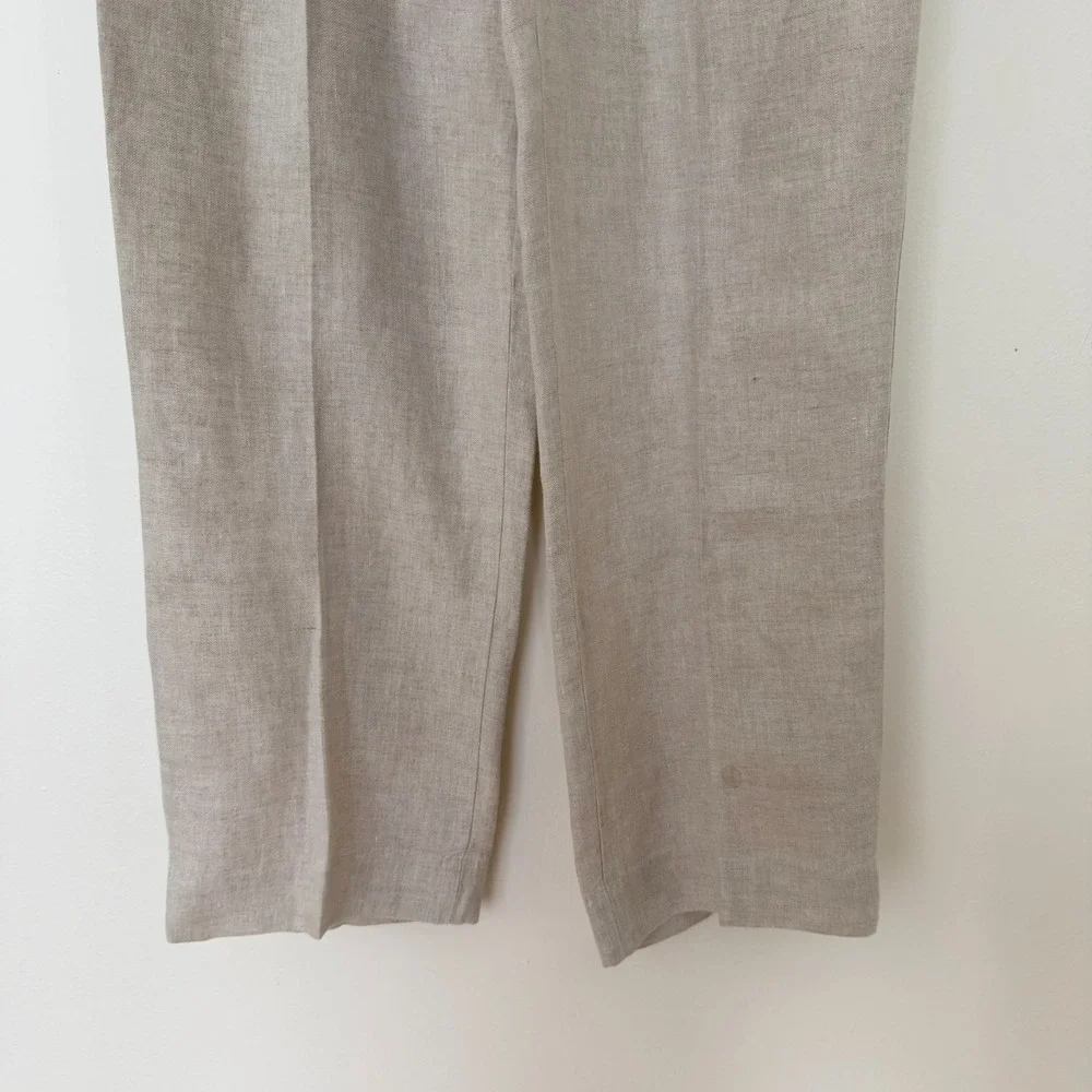 Murano Linen Pleated Pants Mens Beige Size 38 x 32 | RN58909